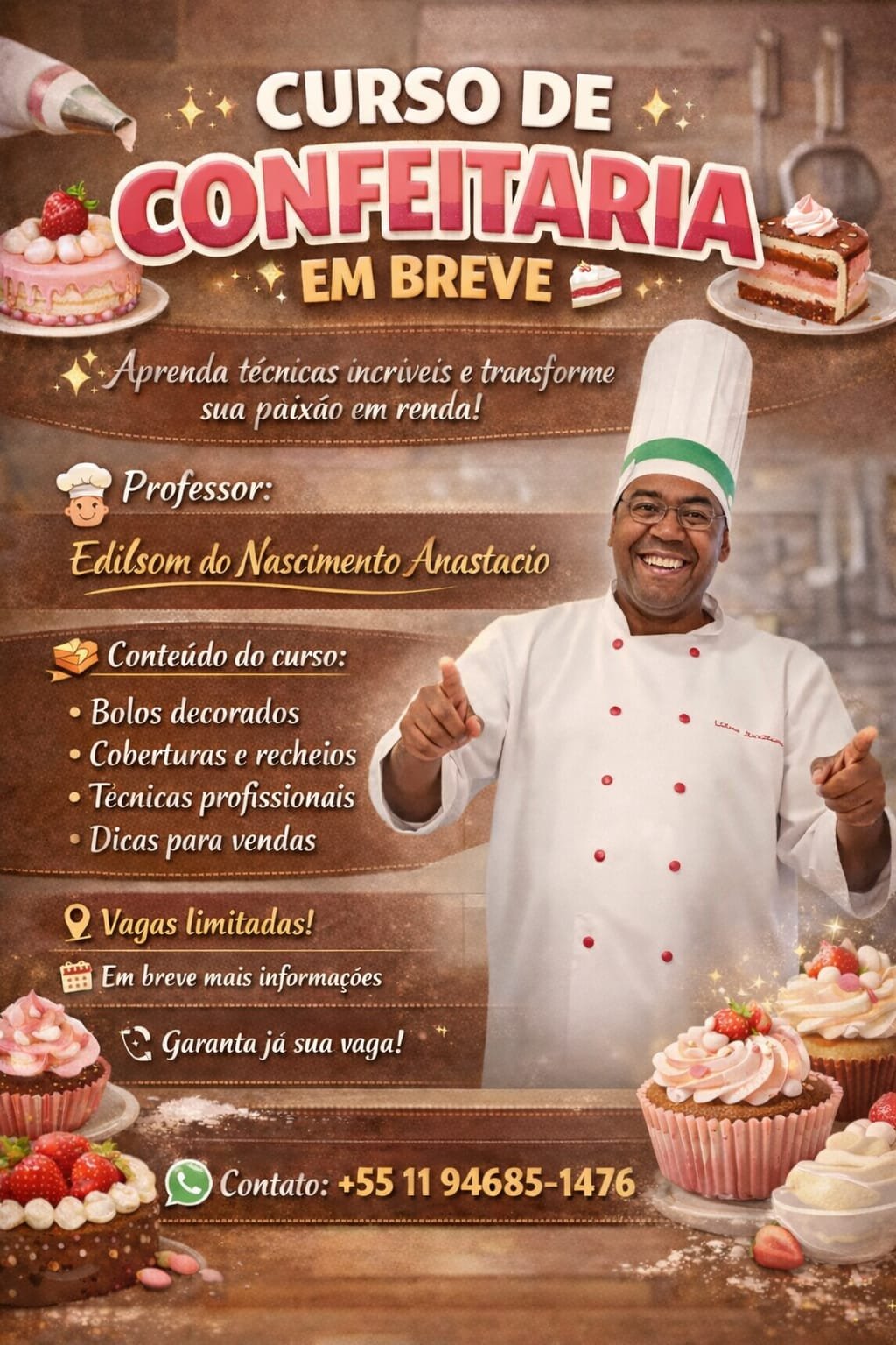 Folder do Curso de Confeitaria com Edilsom Nascimento
